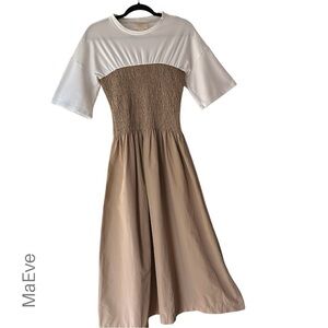 MAEVE | LILOU MIDI LIKE NEW TWOFER MIDI DRESS NEUTRAL | SIZE MEDIUM